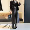 Falda de Otoño e Invierno de Longitud Media, Falda Tulipán, Longitud Media, Bolsillos Laterales, Tejido de Lana Europeo, Estilo Hepburn, Minimalista Japonés, Cintura Elástica