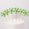 Tarjeta de pastel con diseño de flor de abanico de papel, pétalos dorados brillantes, decoración para pastel de feliz cumpleaños, bandera, letrero de flor tierna rosa para hornear