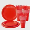 Set de Suministros para Fiesta Transfronteriza Vaso de Plástico Plato de Plástico Combinación de Cuchillo Tenedor Cuchara Tema Fiesta de Cumpleaños Decoración de Evento