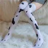 Medias Sexys Largas de Estampado de Vaca Lencería Erótica Apasionada para Uniforme de Pareja Accesorios Medias Blancas Lechosas