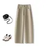Calça Casual Cor de Damasco para Primavera, Nova Moda Primavera e Outono 2026, Cintura Alta, Slim, Corte Reto, Calça Social