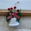 Adornos de campana de Navidad, decoraciones de lazo de frutos rojos, arreglos de escena navideña, colgantes para árbol de Navidad, campanas de metal