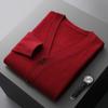 Cárdigan de Lana para Primavera y Otoño para Hombre Cuello en V Suéter Tejido Abrigo Holgado de Manga Larga Suéter de Cachemir Joven Talla Grande Longitud Media
