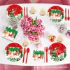 Mm125 Navidad Árbol de Navidad Anciano Fiesta de Año Nuevo Vajilla 8 Personas Set de 4 Piezas Plato de Papel Servilleta de Papel Vaso de Papel