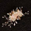 Transfronterizo Nuevo Producto Nupcial Tejido a Mano Flor Aleación Hoja Pasador Boda Dama de Honor Estilismo Accesorios para el Cabello Fabricante Mayorista