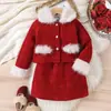 Comercio Exterior Transfronterizo Otoño e Invierno Nuevo Estilo Cuello de Piel Estilo Rojo Año Nuevo Trajes para Niñas y Niños Venta al por Mayor