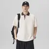 Camisa polo de verano antiarrugas sin planchar, de bloques de color, manga corta, corte holgado para hombre, talla grande, elástica, casual, versátil