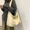 Estilo Perezoso Bolso de Lona Lavada para Mujer Bolso Cruzado de Gran Capacidad Bolso de Hombro Literario Juvenil Bolso Tote Simple Japonés y Coreano