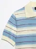 Venta al por mayor de Ropa para Mujer Transfronteriza Verano 2026 Nuevo Estilo Europeo y Americano Bloque de Color Rayas Simple Solapa Manga Corta Top de Punto
