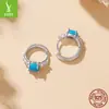 Brincos de Prata Esterlina S925 Turquesa Yinziyun para Mulheres Exquisitos Brilhantes Zircônia Brincos Literários Brincos