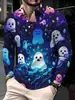 Halloween 2026 Comércio Exterior Novo Estilo Masculino Tendência Personalidade Gola Lapela Manga Longa Camisa POLO Festa de Festival Top de Personalidade