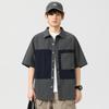 Verão 2025 Novo Estilo Cor Bloco Camiseta Gola Polo Camisa Manga Curta Masculina Solta Tamanho Grande Juvenil Camiseta Top Marca Tendência