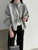 Suéter de punto de estilo coreano LUXI de corte holgado con cuello alto para mujer, otoño 2026, suéter chaqueta versátil de lana para commuting ss1114