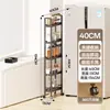 Estante de almacenamiento para huecos de cocina, organizador de refrigerador multicapa ultraestrecho de pie, estante de carrito pequeño para huecos de condimentos y artículos varios