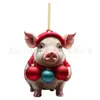 Adornos Colgantes de Cerdo de Navidad Creativos de Dibujos Animados para Coche, Decoraciones Colgantes para Árbol de Navidad, Decoraciones para el Hogar en Fiestas (Transfronterizo, Producto Nuevo)