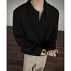 Otoño Americano Retro Corte Limpio Desestructurado Camisa Polo Media Cremallera Solapa Sudadera Talla Grande Marca de Moda para Hombre Top