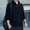 Sudadera de Pulóver con Cuello Polo de Media Cremallera Holgada de Tres Rayas Tendencia Estilo Japonés Nuevo Diseño Otoño 2026 para Hombre