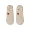 Calcetines Tipo Barco de Hilo de Puntos sin Costuras para Mujer, Calcetines Cortos Finos de Verano, Bordado de Dibujos Animados Antideslizante, Calcetines Invisibles Transpirables, Resistentes al Olor