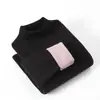Camiseta base de invierno para mujer, nueva, de cuello medio alto, forrada de polar, engrosada, corte ajustado, cálida, de manga larga, cuello alto, top para llevar debajo
