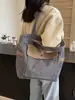 Bolsa de Lona Popular Transfronteriza Gran Capacidad 2024 Nueva Versátil para Mujer Bolso Cruzado Texturizado para Hombro Ropa de Trabajo Bolsa de Mano