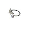 Anillo de perla natural de agua dulce con micro incrustaciones, diseño de personalidad de moda para mujer, simple, abierto, tamaño ajustable