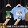 2026 Nuevo Estilo Versión Coreana para Niños Top de Algodón Puro Moda Fresca Estilo Callejero Camiseta Elegante de Manga Corta para Niños Verano Camiseta Hip-Hop