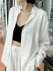 TO2026 Primavera/Verano Nuevo Estilo Old Money Camisa Blanca de Lino Holgada para Mujer Ambiente Relajado Casual Versátil
