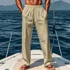Comércio Transfronteiriço Amazon Aliexpress Primavera Europeia e Americana Masculino Amigo da Pele Respirável Linho Solto Casual Calças Esportivas