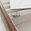 Anillo de Plata de Ley S925 con Textura Irregular, Anillo de Dedo Índice de Zirconia de Gama Alta de Nicho, Anillo Abierto de Moda de Lujo Ligero