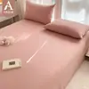 Juego de Sábanas Ajustables de Algodón Puro Clase A, Sábanas de Algodón Lavado Engrosadas, Funda Nórdica de Color Puro de una Pieza de Algodón para Dormitorio de Estudiante, Juego de Tres Piezas de Funda de Almohada