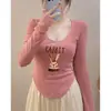 Camiseta de base irregular para mujer, nueva de Otoño e Invierno 2024, de terciopelo alemán, ajuste ceñido, engrosada, de manga larga, top moderno