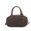 Bolso Boston con estampado de letras, ribete de color block para mujer, bolso bandolera de un solo hombro vintage, suministro al por mayor