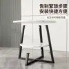 Mesa de centro pequeña para uso doméstico, mesa auxiliar para sala de estar, diseño moderno de lujo ligero, sensación de alta gama, mesa de centro de hierro y mármol de doble capa para sala de estar, adecuada para apartamentos pequeños