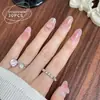 Unhas Vestíveis Totalmente Feitas à Mão, Transparente Gelo, Puras e Doces, Adesivos de Unhas com Acabamento Pêssego para Primavera e Verão, Manicure Clareadora Gradiente Olho de Gato