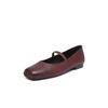Zapatos de Mujer Mary Jane Estilo Francés Vintage Cuero de Vaca Curtido Vegetal Primera Capa Nariz de Cerdo Suela Suave Cuadrado Plano Otoño 2025 Cuero Genuino