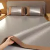 Esterilla de Ratán Doble Cara, Completamente Cubierta, Plegable, Reversible, Esterilla Refrigerante de Seda de Hielo, Juego de Tres Piezas, Lavable, Antideslizante, Esterilla Suave para Aire Acondicionado para el Verano