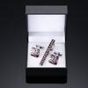 Jiaomei Oro y Plata Negro Ancla Nube Auspiciosa Patrón Cuadrado Cepillado Clip de Corbata Gemelos Set de Caja Regalo