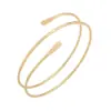 El Brazalete Metálico de Tres Hilos Geométricos Simples Más Vendido de Amazon para Europeo y Americano, Brazalete de Brazo Abierto Ajustable de Temperamento, Joyería