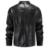 Chaqueta de Piel Sintética Transfronteriza para Hombre, Casual de Negocios con Cuello Alto, Cremallera, Estilo Británico, Chaqueta de Motocicleta para Hombre
