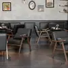 Cafetería Retro Tienda de Té con Leche Combinación de Mesa y Silla Sofá de Barra Negro Cabina Hotel Ocio Madera Maciza Negociación Recepción