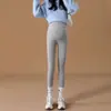Leggings de maternidade para outono e inverno, forrados com fleece, espessados, plus size, calças de algodão para grávidas, roupas externas femininas para primavera, outono e inverno
