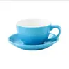 Taza de Café Estilo Europeo Cerámica Engrosada Taza de Cappuccino Estándar Flor Tirada Boca Grande Taza de Latte Platillo 220ml Caliente