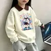 Sudadera de Dibujos Animados para Niños 2026 Otoño/Invierno Nuevo Estilo Sudadera de Algodón con Cuello Solapa para Niñas Pulóver Moderno Camiseta Básica para Niños Mayores
