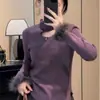 Top de Manga Larga con Cordón de Terciopelo Alemán de Doble Cara Talla Plus para Mujer para Otoño e Invierno, Nuevo Ajuste Delgado, Favorecedor y que Disimula la Figura, Capa Base