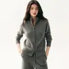 Novo Cardigan de Lã Cashmere Feminino Outono/Inverno Gola Alta Meia Mangas Tricô Trançado Cor Sólida com Zíper Duplo