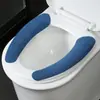 Cor Lisa Adesiva Cor Sólida Capa para Assento de Vaso Sanitário Veludo de Inverno Lavável Almofada para Assento de Vaso Sanitário Anel de Assento de Vaso Sanitário