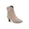 Botas de Cuero Moda Otoño e Invierno Europeas y Americanas Botas para Mujer Zapatos de Tacón Alto Puntiagudos Amazon Talla Grande Botas de Cuero