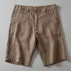 Shorts Casuales Lavados de Verano para Hombre Calidad de Exportación, Shorts de Lino para Hombre de Moda Color Sólido Versátiles Ajustados Ropa de Trabajo Largo hasta la Rodilla