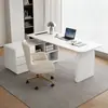 Mesa de Escritório Minimalista Estilo Italiano com Acabamento em Pintura de Piano, Mesa de Estudo Simples e Moderna, Mesa e Cadeiras de Recepção para Salão de Beleza e Consultório de Beleza Médica