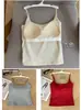 Camisola de fleece espessada para outono e inverno para mulheres com bojo embutido, amigável à pele, justa ao corpo, confortável, sem mangas, top doce e ousado